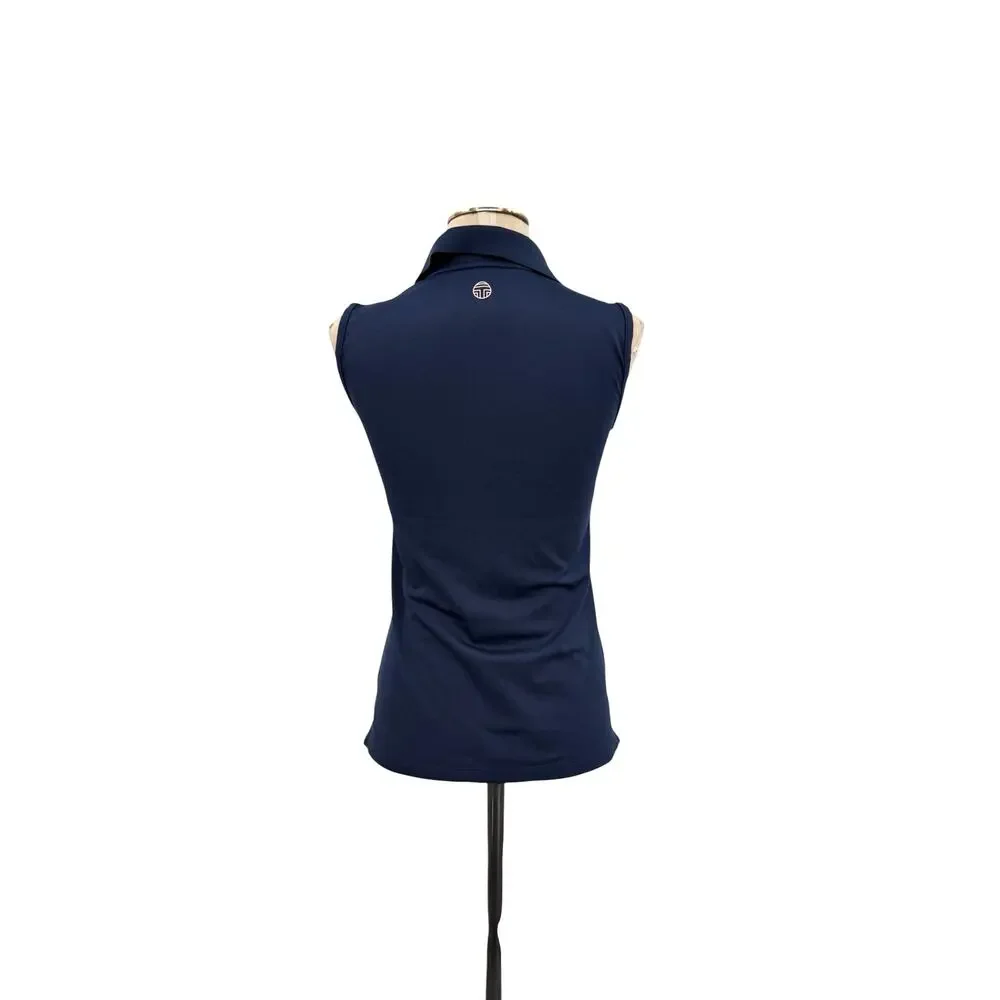 Tory Sport by Tory Burch Sleeveless Golf Polo Shirt Navy Blue Size XS